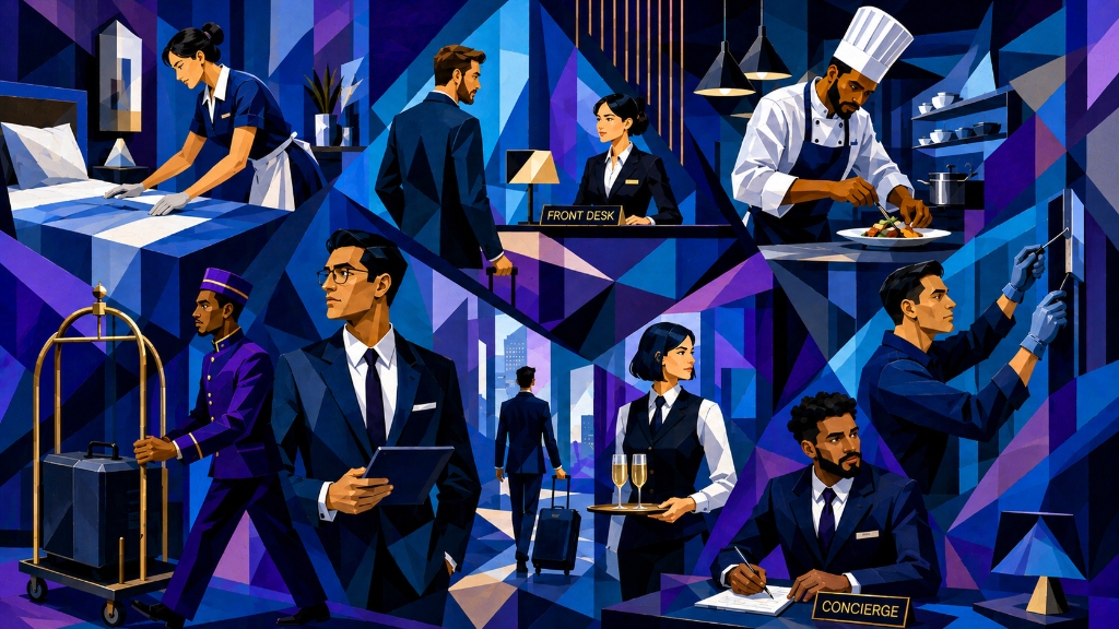 Hospitality professionals in moments of service and collaboration